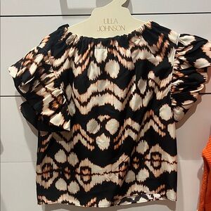 Ulla Johnson Black and Cream Patterned Blouse